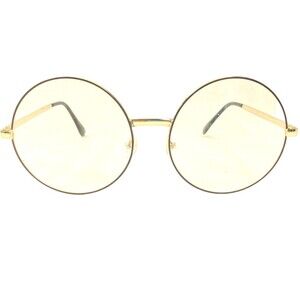 ZeroUV Eyeglasses Frames Gold Metal Hairy Potter Round Large 2.25" Lennon Hippie